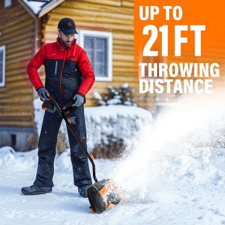 20V Cordless Snow Shovel, 13-Inch Battery-Powered Snow Thrower With Adjustable Front Handle, Directional Plate, 4.0Ah Li-ion Battery & Fast Charger Included,