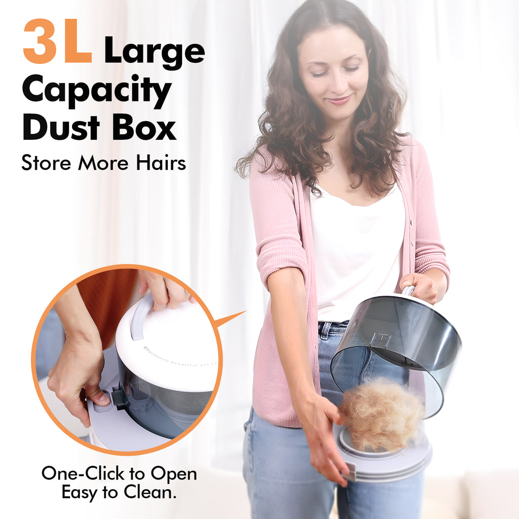 LOVEEPEE 9-in-1 Pet Grooming Vacuum Set with Electric Clippers, 21KPa Powerful Suction & Adjustable Temperature, 101.44oz Large Dust Bin, 9-in-1 Multi-Functional Dog Hair Dryer & Shedding Vacuum with Brush, Blow Dry & Clean Modes, 110-120V, US Plug