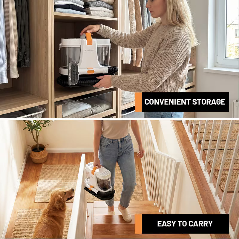 Starrybot Portable Carpet & Upholstery Cleaner Machine, Professional Spot & Stain Remover For Pets, Powerful Suction Handheld Couch Cleaner, Ideal For Carpets, Stairs, Mattresses & Car Interior