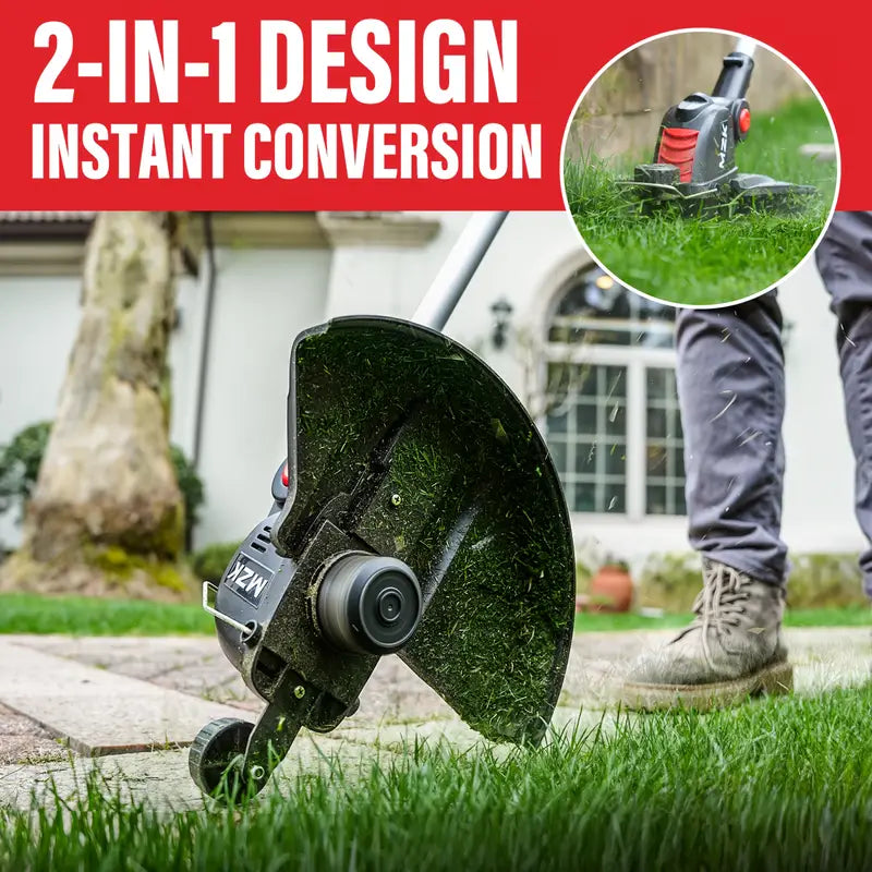 MZK 20V Cordless Grass Trimmer & Edger, 12-inch Cutting Diameter - Includes 8 Spools & 2x2AH Batteries for Lawn And Garden Maintenance