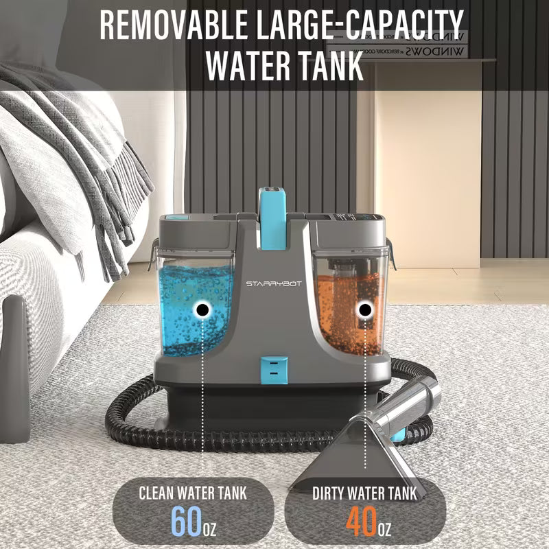 Starrybot 1500W Portable Steam Heating Carpet Cleaner, a Powerful Spot Cleaner with 30 Kpa Suction, Designed for Professional Cleaning of Pets, Sofas, Stairs, Carpets, And Furniture, Comes with Versatile Multi-Surface Cleaning Tools