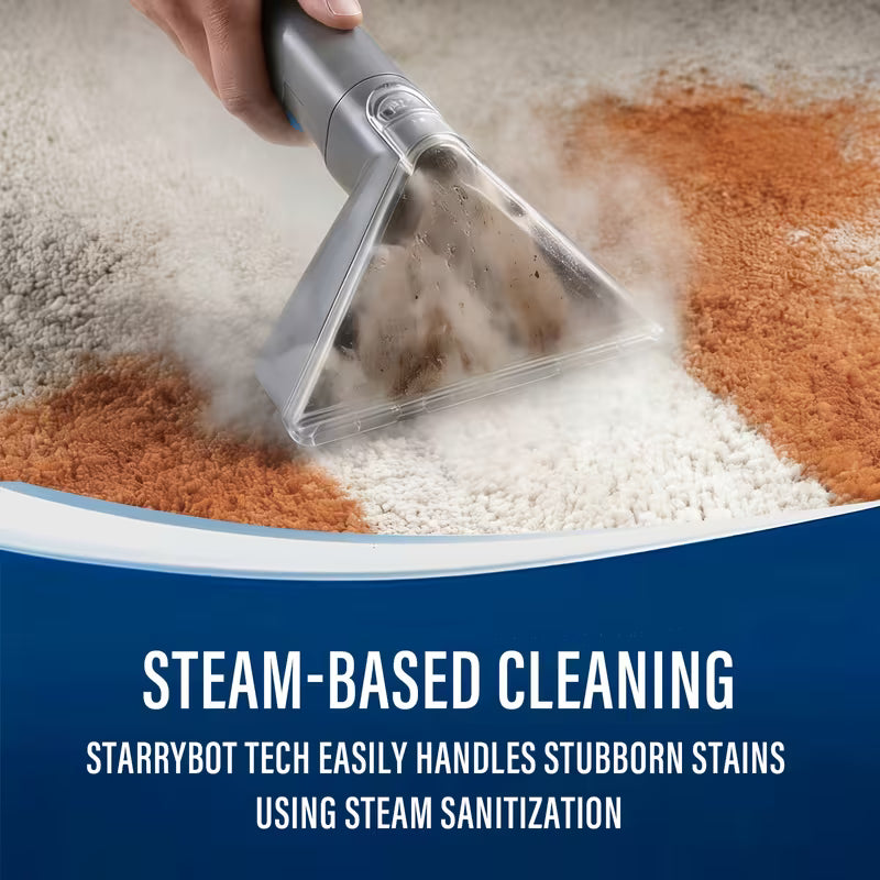 Starrybot 1500W Portable Steam Heating Carpet Cleaner, a Powerful Spot Cleaner with 30 Kpa Suction, Designed for Professional Cleaning of Pets, Sofas, Stairs, Carpets, And Furniture, Comes with Versatile Multi-Surface Cleaning Tools