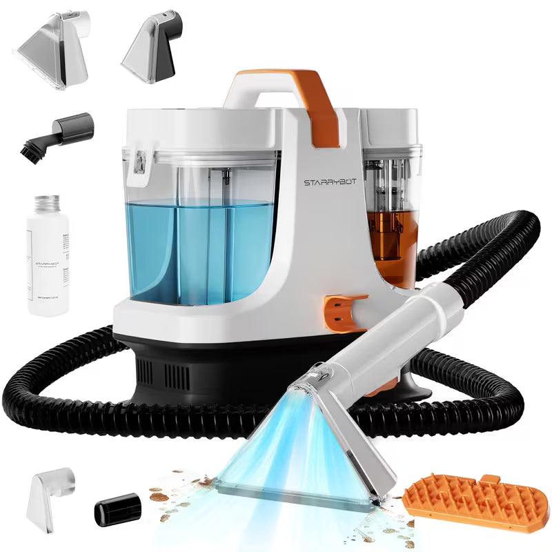 Starrybot Portable Carpet & Upholstery Cleaner Machine, Professional Spot & Stain Remover For Pets, Powerful Suction Handheld Couch Cleaner, Ideal For Carpets, Stairs, Mattresses & Car Interior