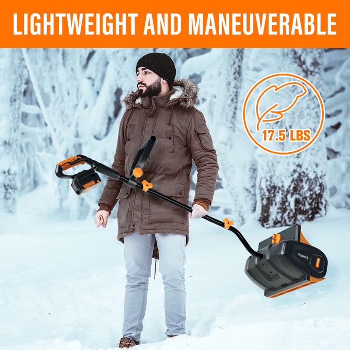 20V Cordless Snow Shovel, 13-Inch Battery-Powered Snow Thrower With Adjustable Front Handle, Directional Plate, 4.0Ah Li-ion Battery & Fast Charger Included,