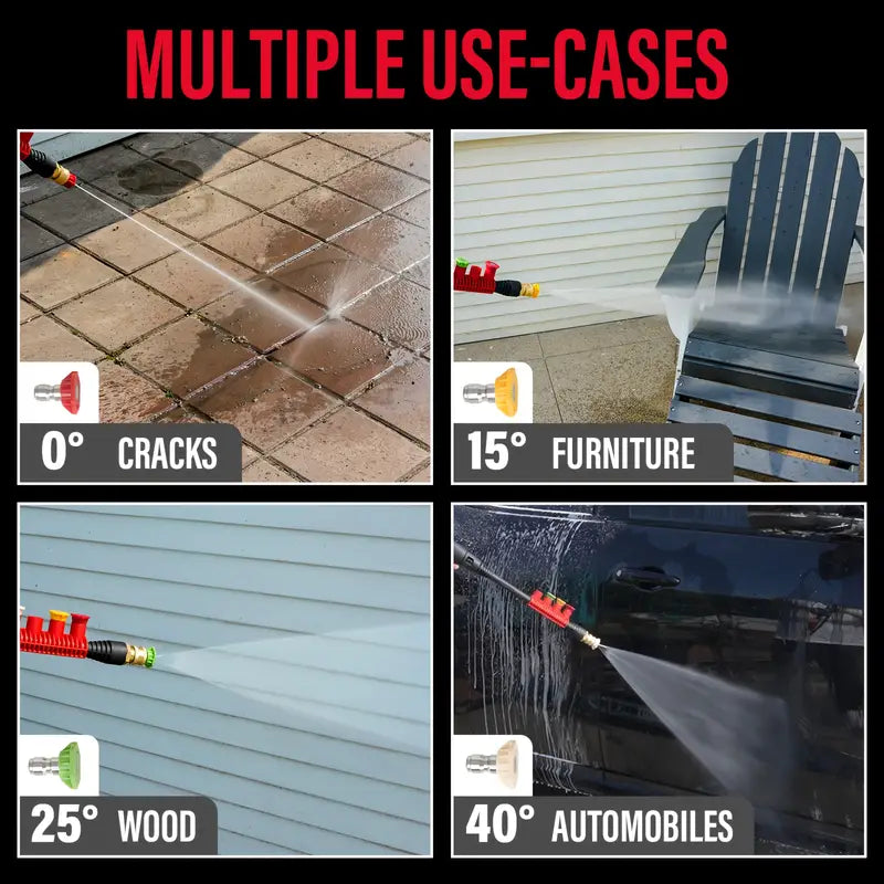 MZK Electric Power Washer - 3.0GPM, 360° Rotating Wheels, 4 Nozzles & Foam Cannon, Ideal for Cars And Driveways