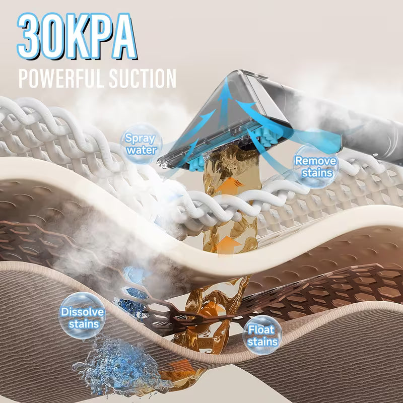 Starrybot 1500W Portable Steam Heating Carpet Cleaner, a Powerful Spot Cleaner with 30 Kpa Suction, Designed for Professional Cleaning of Pets, Sofas, Stairs, Carpets, And Furniture, Comes with Versatile Multi-Surface Cleaning Tools