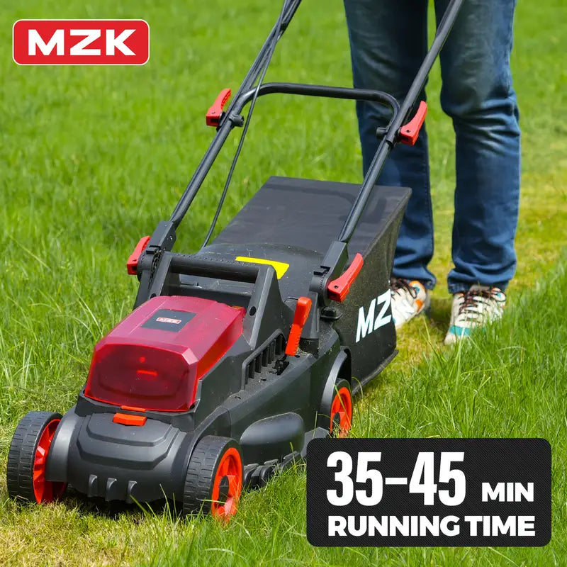 MZK 40V 13-inch Cordless Lawn Mower with 2 4Ah Batteries, 4-Level Height Adjustment, Lightweight Push Design
