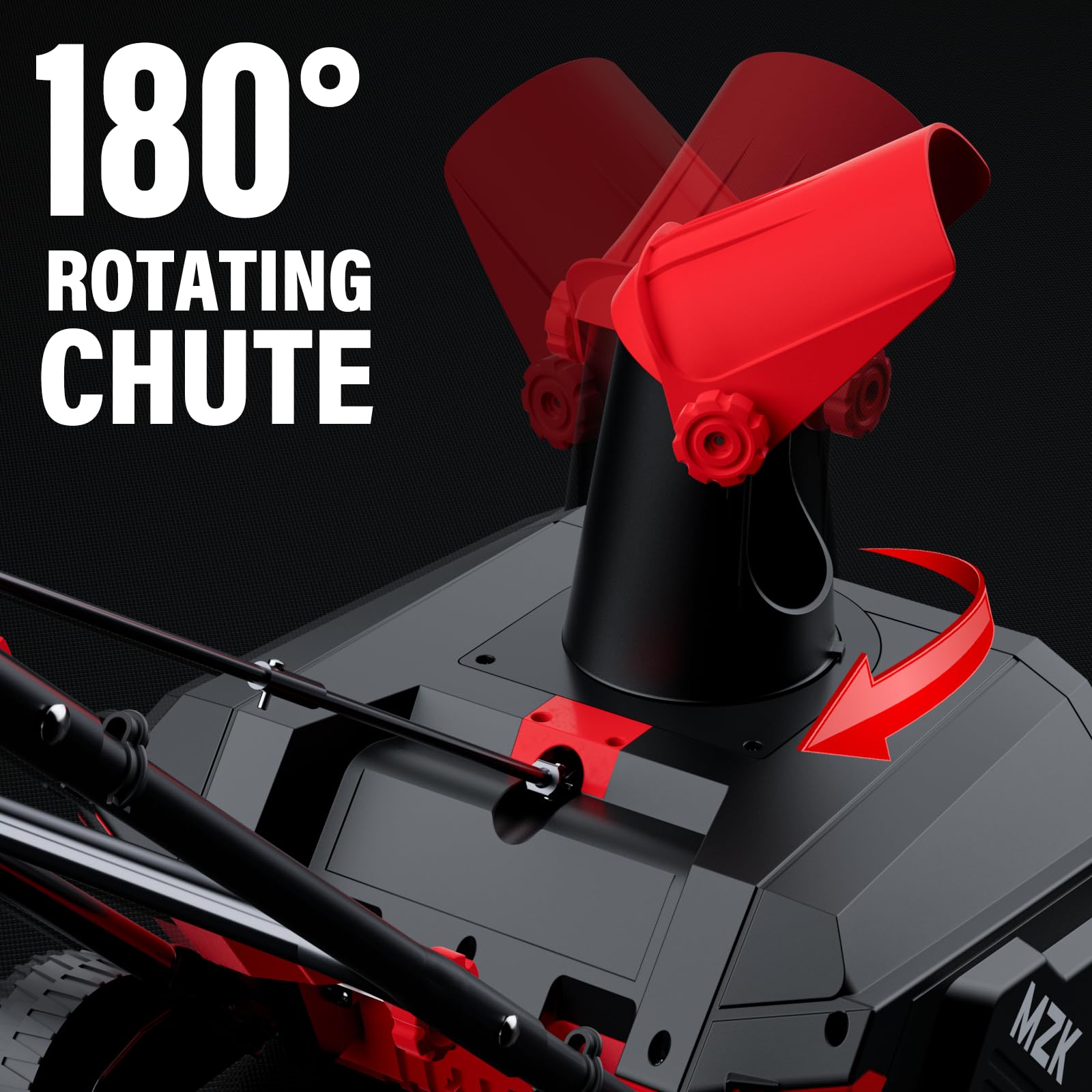 MZK 16" Electric Snow Blower 13 Amp Motor, LED Light, Adjustable Chute, Walk Behind, Black
